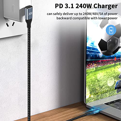 Maxhood USB C to USB C Cable 90 Degree 240W, Type C to Type C Cable, PD 3.1 Up Down Angle With E-Mark Chip for MacBook,Galaxy S20,SSD - Image 2