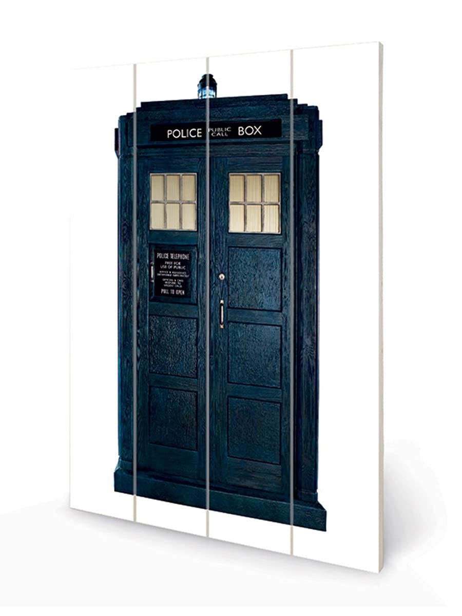 Tableau en bois Tardis Doctor Who 40 x 59 cm aux finitions artisanales