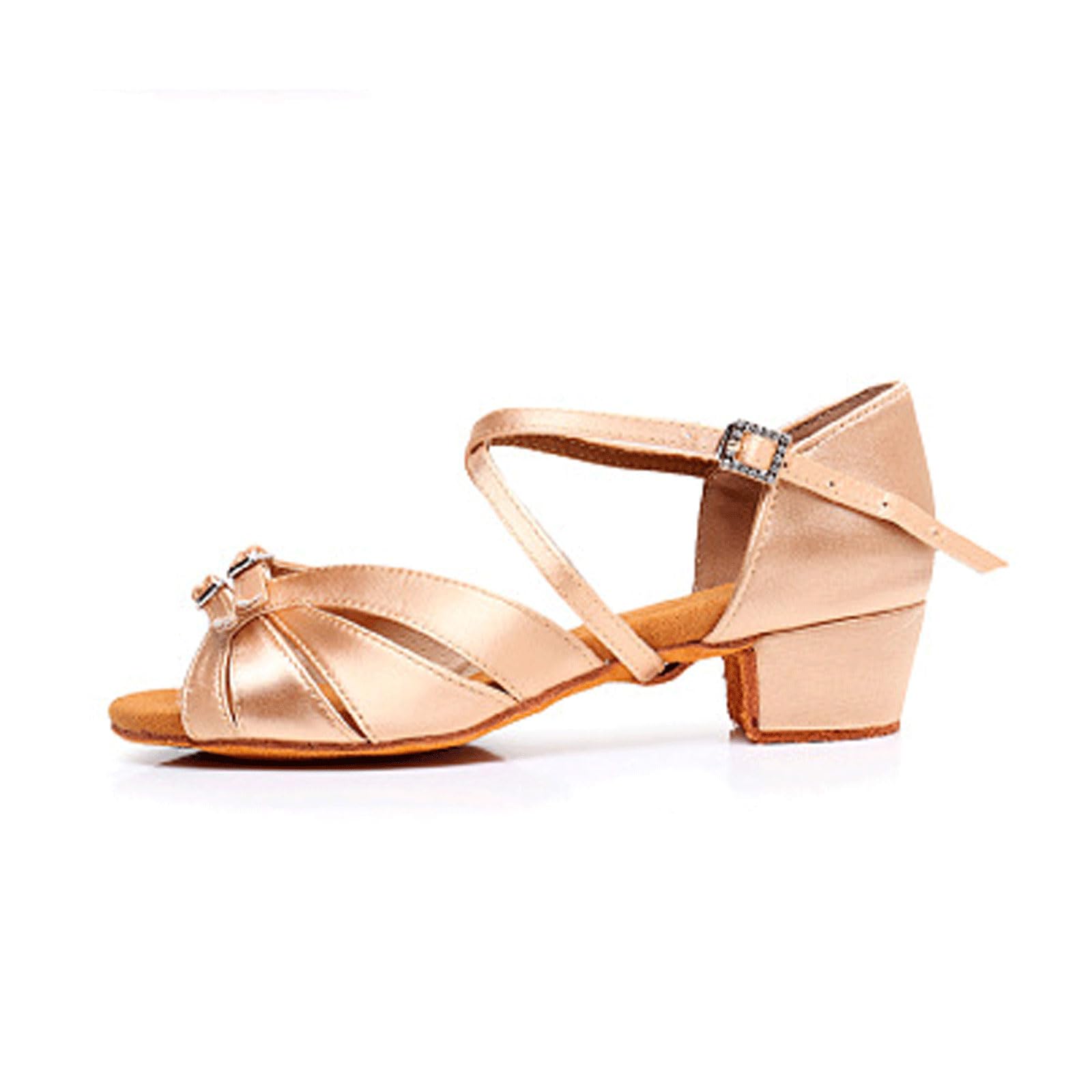 Luminescentdream Women's Apricot 3Cm And Girls' Latin Dance Shoes,Latin Salsa Tango Performance Shoes,Lightweight Dance Shoes,Low Dance Heels For Dance Teachers And Students