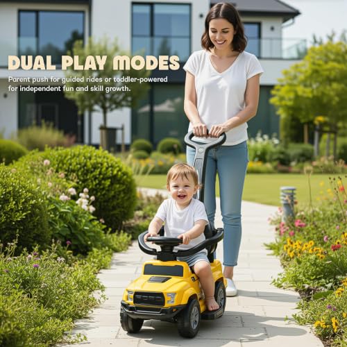 Image of Baybee Roady Pro Ride on Car for Kids | Push Ride on Jeep with Parental Handle & Safety Guardrail | Backrest, Light & Music Rideons Toy Car | Baby Ride on Cars for Kids 1 to 3 Years (Yellow)