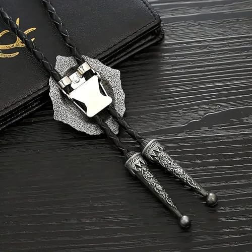 Image of Jeilwiy Bolo Tie for Men Western Cowboy Tie Necklace Gold Bolo Tie Leather Necktie Halloween Tie Accessories for Women