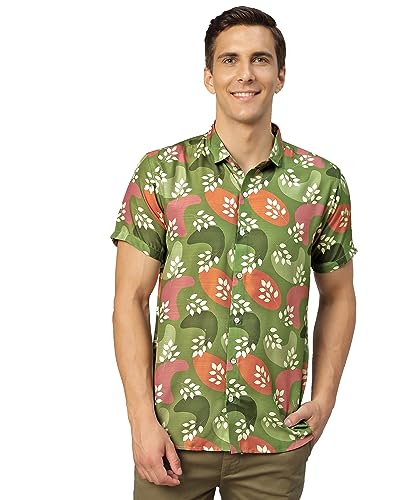 Image of Venisa Men's Cotton Blended Printed Casual Shirt