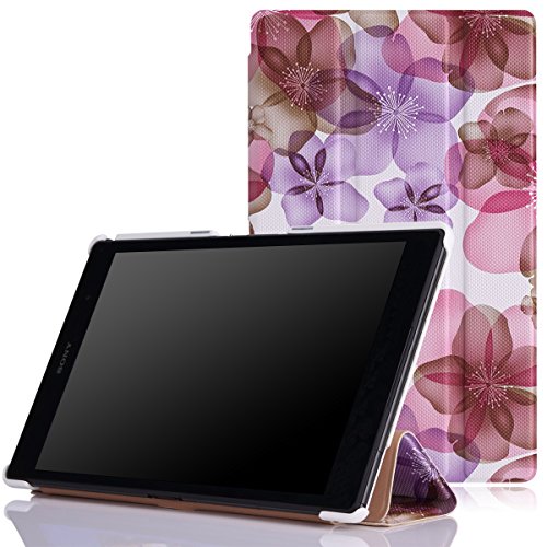 MoKo Sony Xperia Z3 Tablet Compact Case - Ultra Slim Lightweight Smart-Shell Stand Cover Case for Xperia Z3 8 Inch Tablet Compact, Floral Purple (with Smart Cover Auto Wake/Sleep)