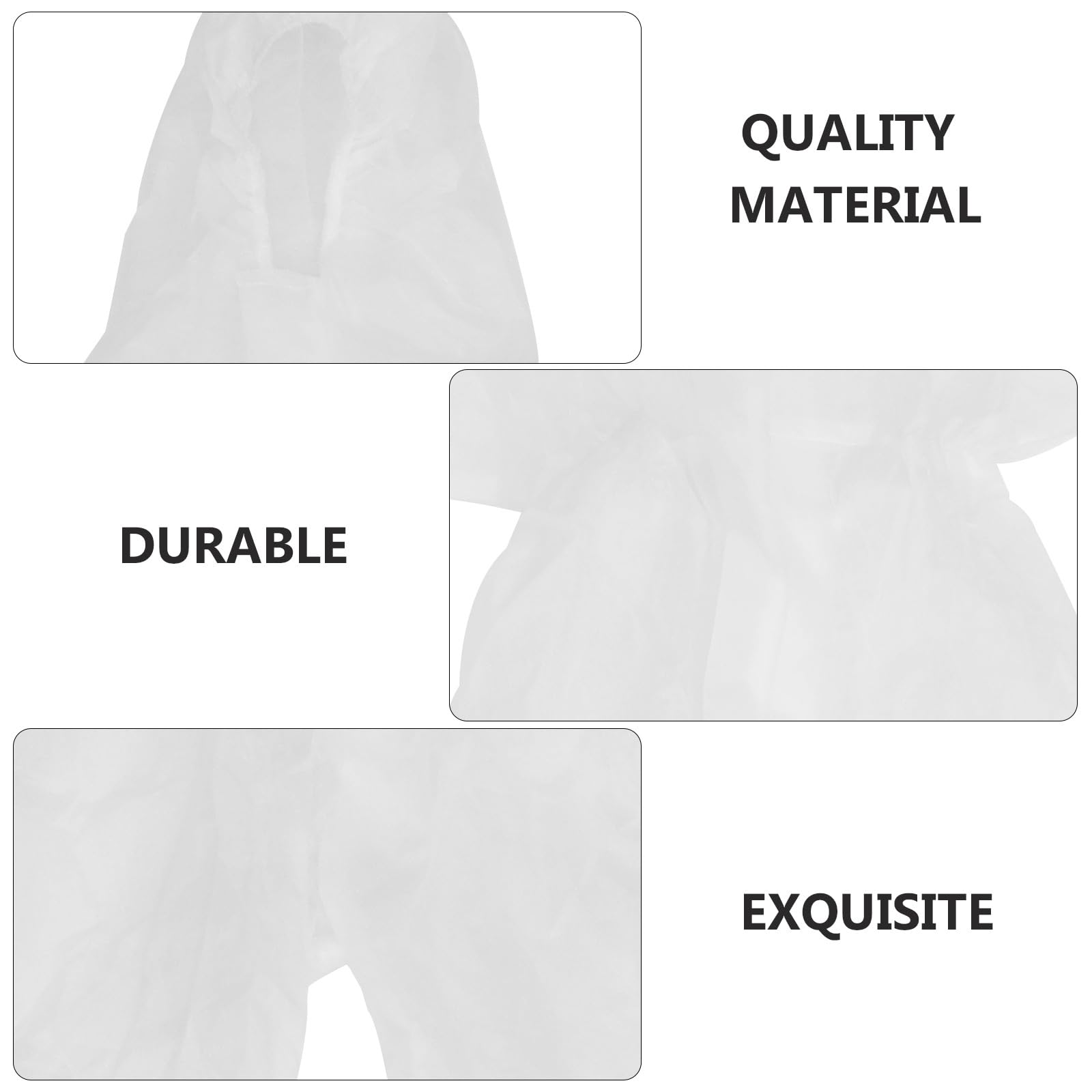 VALICLUD Mono desechable para niños con muñecas elásticas, Tobillos y Capucha, Traje de ventilación Antipolvo no poroso, Blanco, con Guante y Funda para Zapatos