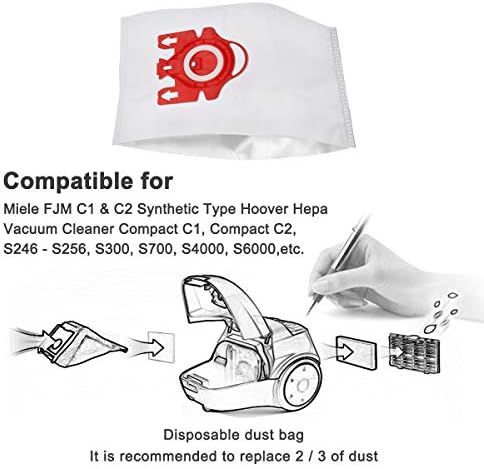 WuYan 10Pcs Replacement Dust Bags For MIELE FJM C1 & C2 Synthetic Type Hoover Hepa Vacuum Cleaner DUST BAGS With 4pcs FILTERS