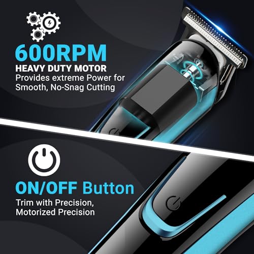 Image of VGR V-183 Professional Trimmer for Men | 120 Min Runtime, Corded & Cordless Use, 5 Length Settings, LED Display with USB Charging (Blue)
