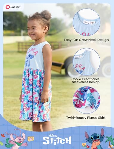 Image of Disney Minnie Mouse Princess Frozen Elsa Stitch Girls Dress Sleeveless & Short Sleeve Casual Summer Clothes Baby to Toddler