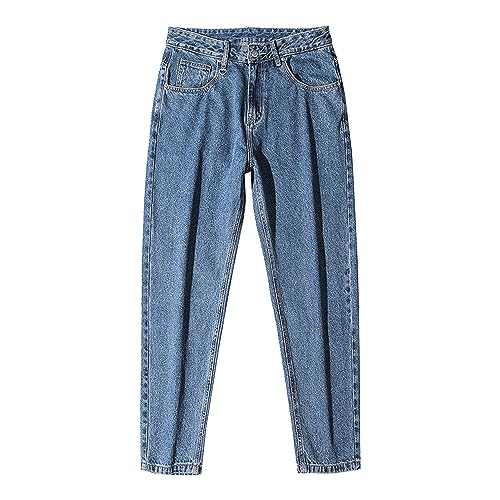 Jeans regular pour hommes résistant multi-poches pantalon droit coupe ample