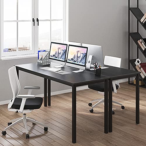 Image of DlandHome 63 inch Computer Desk Home Office Table Writing Desk Study Table Gaming Desk Workstation, Black