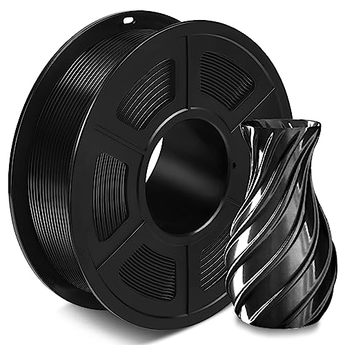 SUNLU Silk PLA+ 3D Printer Filament, Shinny Silk PLA Plus Filament 1.75mm with Silky Glossy Surface, Smooth 3D Printing Finish, Brighter Dimensional Accuracy +/- 0.02mm, Brighter Silk Black