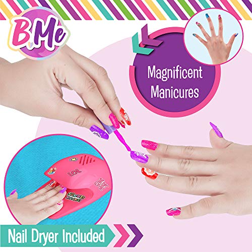 B Me My Spa Experience – Ultimate Kids Spa Kit W/Nail Polish Press On Nails, Nail Dryer, Stickers, Decals, Pedicure Pool, Bath Beads, Storage Bag & More Birthday Gift For Ages Girls 6-12 #TOP2