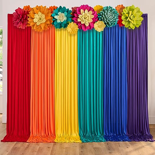 10ftx15ft Rainbow Backdrop Curtains for Parties, 6 Panels Red Orange Yellow Turquoise Purple Blue Colorful Photo Backdrop Drapes for Wedding Birthday Party Background Baby Shower by Htper - Image 4