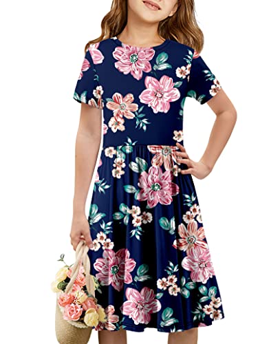Storeofbaby Floral Short Sleeve Dress For Girls Cute Beach Skater Dresses, 6-7 Years #TOP1