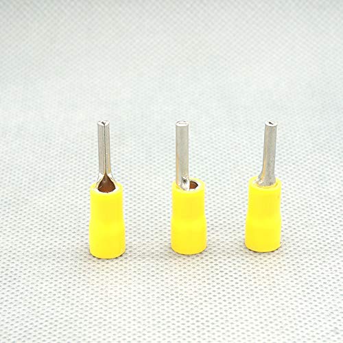 Davitu PTV 5.5-13 Pre-insulated Pin Lugs for 4 to 6 Square MM Wires 50PCS - (Color: YELLOW)