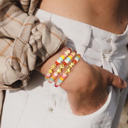 M MOOHAM Colorful Beaded Initial Bracelet for Women - Dainty Beaded Bracelets for Women Trendy Charm Letter A-Z Personalized Heart Jewelry Gifts4