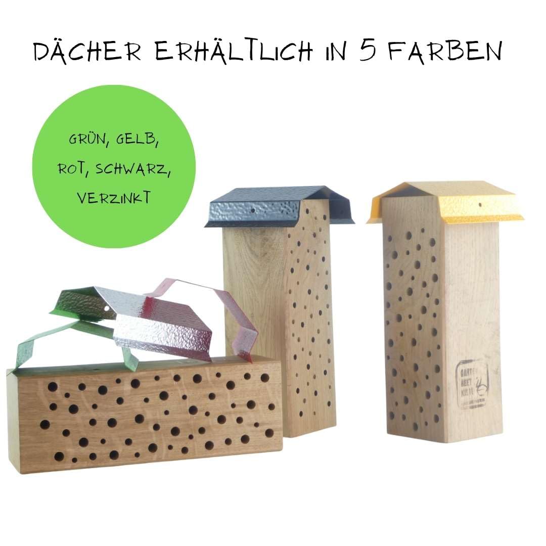 Bienenhotel Stamm Insektenhotel Wildbienen Eiche Massivholz Hartholz Wildbienenhotel Nisthilfe Bienen (Natur unbehandelt, 25 cm)