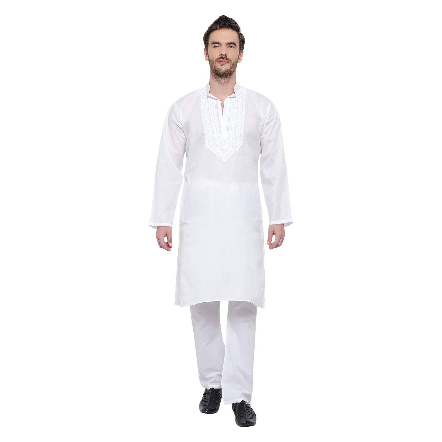 Men's Traditional Rayon Straight Kurta Only with Mirror Work, Knee Length Mandarin Collar for Festive Party Ethnic Wear-image-23