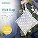 Bumkins Waterproof Wet Bag for Baby, Travel, Swim Suit, Cloth Diapers, Pump Parts, Pool, Beach, Gym Clothes, Toiletry, Hook to Stroller, Daycare, Zipper Reusable Wetdry Packing Pouch, Gray Arrows