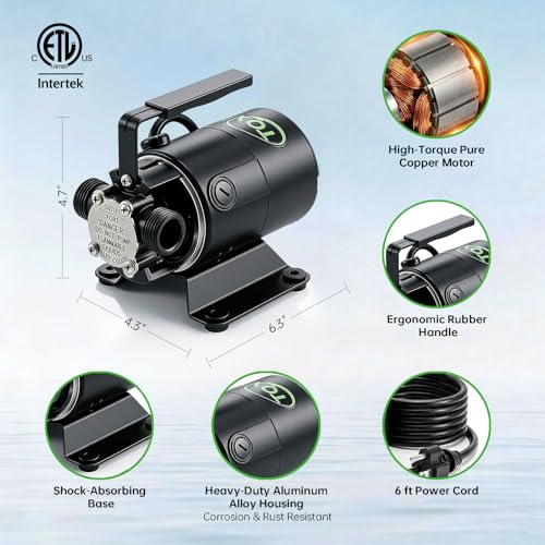 Image of 12V Water Transfer Pump 330GPH Self-Priming Utility Pump with Battery Clamps Hose Kit Portable Electric Non-Submersible Pump for RV Marine Garden Pool Basement Emergency Water Removal