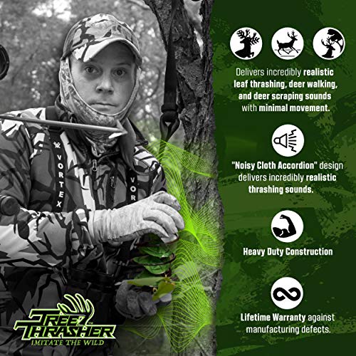 Tree Thrasher Game Call - Whitetail Deer Hunting Gear and Accessories for Men and Women - Makes Realistic Ground Noise, Antlers Scratching, and Thrashing - Attach on Tree Stands, Backpacks, or Pockets