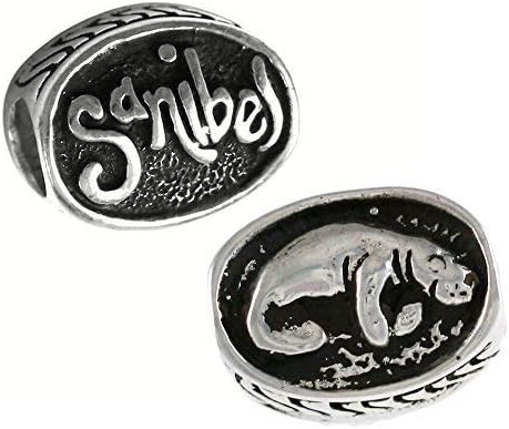 Sanibel Island, Fl - Adorable Manatee 925 Sterling Silver Charm Bead - Fits European Charm Bracelets or Necklaces like Pandora
