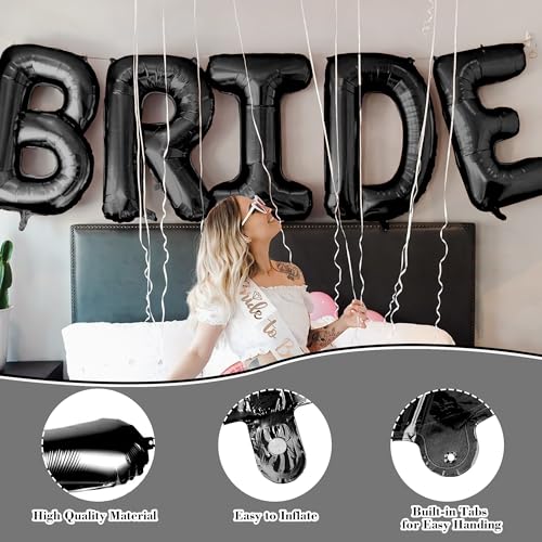 Image of 40inch Bride to Be Balloons - Jumbo Bride or Die Balloons for Bridal Shower Bachelorette Party Decorations and till Death Do Us Party Supplies （Black）