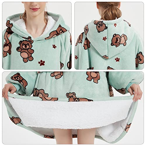 Image of KFUBUO Wearable Blanket Hoodie for Adults With Pocket Bear Hoodie | Sherpa, Fuzzy Blanket Hoodie, Oversized Sweatshirt Blanket, Kangaroo Pouch, Cute Gifts for Women, Cute Stuff