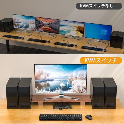 undefined USB 3.0 KVM スイッチ HDMI 4 PC 4K@60Hz EDID 付き 4入力1出力、キーボード、マウス、プリンター、コントローラー用の4つのUSB 3.0ポート、USB3.0ケーブル、HDMIケーブル付属 の商品画像 5