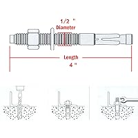 Vista 15 de Anclaje de hormigón de 1/4 x 3 pulgadas, anclaje de cuña de acero inoxidable 304 con excelente rendimiento antioxidante, kit de anclajes y tornillos