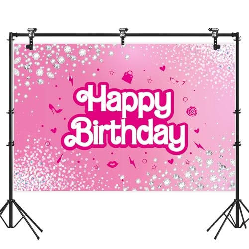 Pink Doll Themed Happy Birthday Backdrop Hot Pink Birthday Party ...