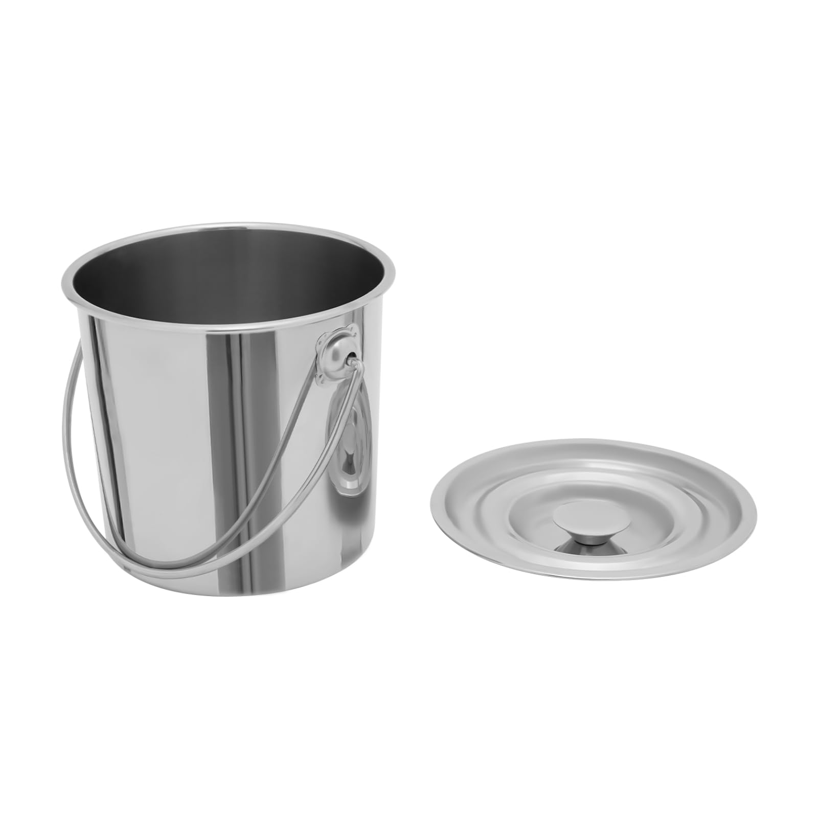 Cubo de acero inoxidable con tapa, cubo de cocina, cubo de comida con asa, cubo de cocina redondo, cubo para alimentos, productos químicos y detergentes, adecuado (6L)
