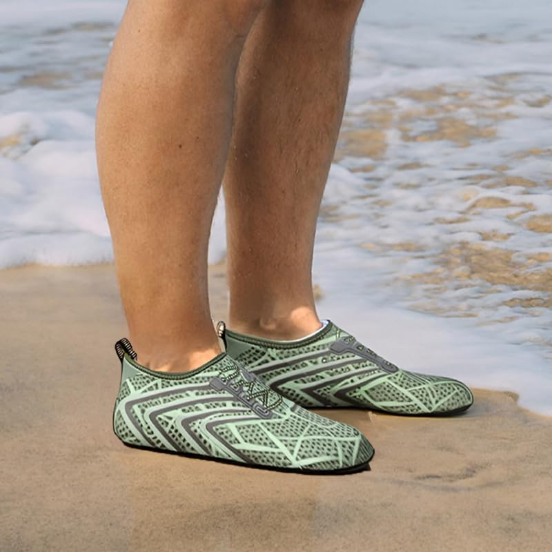 Mens Womens Water Shoes Quick Dry Barefoot Shoes Non-Slip Aqua Socks for Beach Swim Camouflage Green
