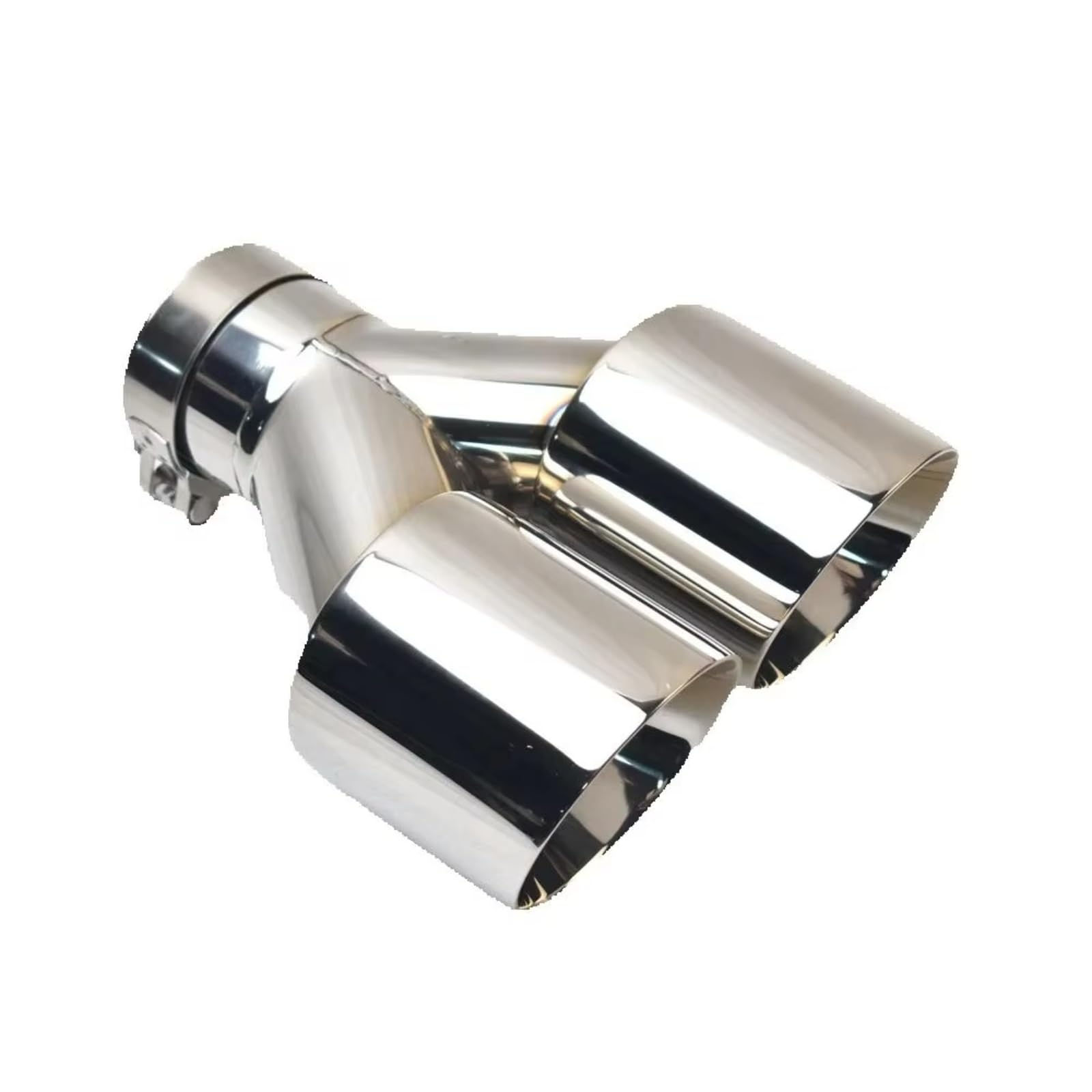 Terminal Escape Silenciador Tubo Escape Doble Universal Acero Inoxidable Accesorio Coche Modificación Pieza Automóvil Inclinación(60MM IN- 76MM OUT)