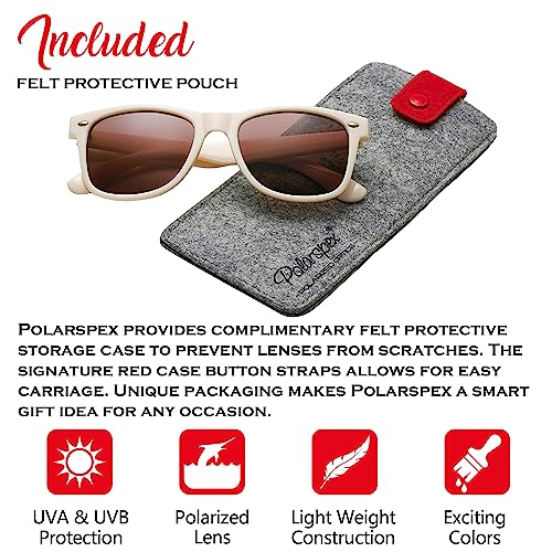 Image of PolarSpex Polarized Sunglasses for Men and Women | UV Protection, Durable Lightweight Frame, Retro Style, Felt Carrying Case, Clear Vision for Driving, Fishing & Everyday Wear.