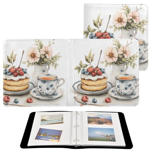 Álbum de fotos autoadhesivo DIY con encuadernación de 3 anillas, tapa de cuero PU, 40 páginas, tamaño 11,8 x 11,2 pulgadas miniatura 2