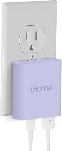 Miniatura 4 de iHome Cargador USB C Cargador USB multipuerto AC Pro de 20 W (1 puerto USB-C, 1 puerto USB-A), bloque de cargador USB C plano, adaptador de enchufe