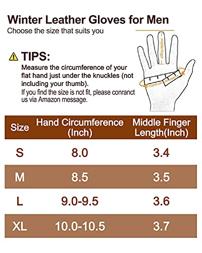 Feiqiaosh Genuine Leather Gloves For Men, Premium Winter Gloves With Wool Lining, Cold Weather Warm Glove For Driving Riding #TOP4