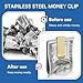 Philbinden 10Pcs Stainless Steel Money Clip Silver Slim Cash Clip for Men, Metal Money Clips Minimalist Pocket Cash Wallet (Gold)