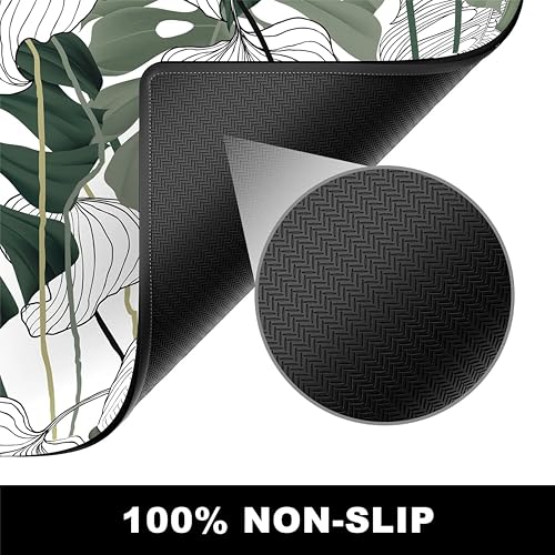 Image of Printed Gaming Mousepad - Premium Stitched Edges, Smooth Surface,Size 11x23 inches, Non-Slip Rubber Base - Ideal for Office & Gaming Setup (Art Tropical Minimalist Leaf)