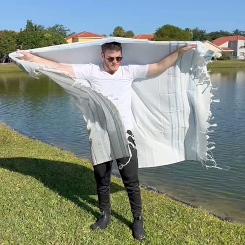 Kosher Tallit Gadol Chatanim Prayer Shawl, Ashkenazi Certified Tzitzit, Lightweight Acrylic, Made in Israel Talis4