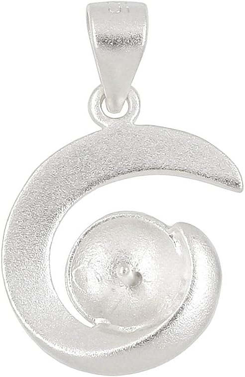 Sterling Silver Glue In Pendant Bail Pearl Holder Mount (Matt Finish)