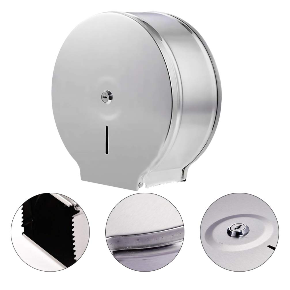 TOPBATHY Portapapeles Diseño Moderno y Redondo de Acero Inoxidable para Baño Montado en Pared Dispensador de Toallas de Papel para Rollos Grandes