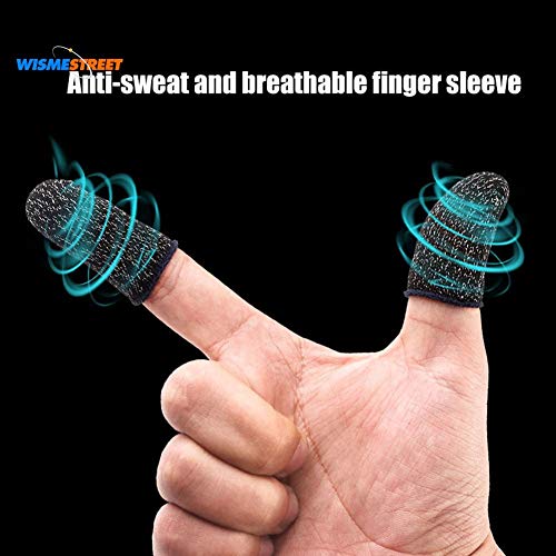 Image of Thumb & Finger Sleeve for Mobile Game with Super Conductive Fiber Fabric, Anti-Sweat & Breathable for PUBG, Garena Free Fire, Rules of Survival, Knives Out, COD Mobile (3 Pair-6 pcs With Black Pouch)