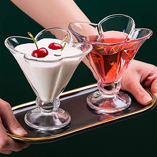 Image of MARTVIA 300ML Ice Cream Glasses Cups Dishes for Desserts, Milkshake,Fruit and Pudding Glass Serving Bowls, Perfect for Home, Restaurants and Parties Dishwasher Safe (Lotus Cups, Set of 2)