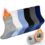 GRPSKCOS Toddler Thick Grip Socks, 6 Pairs Kids Winter Sock Non Slip Socks for Boys Kids (01 Boys- 6 Pairs,1-3 Years)