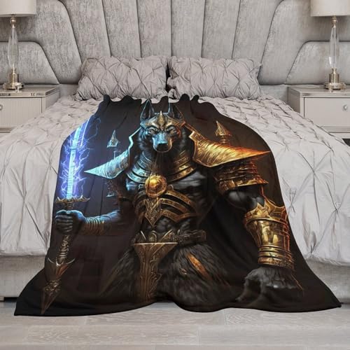 Couverture en flannel douce Krieger-Anubis, plaid de lit de qualité supérieure - 8