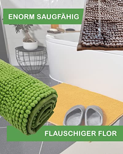 DILUMA Badematte Chenille 70x120 cm Lila Rutschfester Hochflor Badteppich Wellness Badvorleger Saugfähig und Flauschig – Bild 5