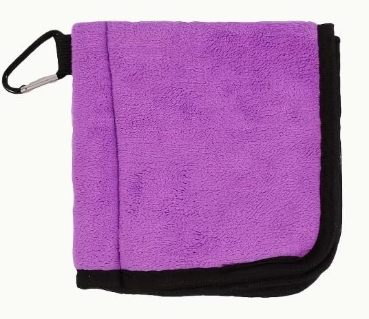 Osrya Golf Cleaning Towel with Clip – Dual-Sided Microfiber Golf Towel for Clubs & Balls, Heavy Duty Carabiner Clip, Super Absorbent Golf Accessories (Purple)