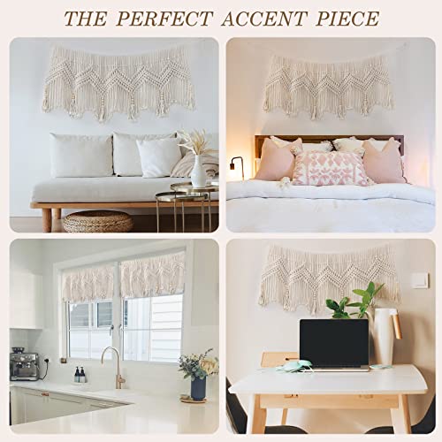 Galmaxs7 Macrame Valance Wall Hanging Boho Valance Window Treatments Valance 52 Inch W X 21 Inch H For Bedroom Living Room Kitchen Bathroom Wall Decor,1 Panel thumb #4
