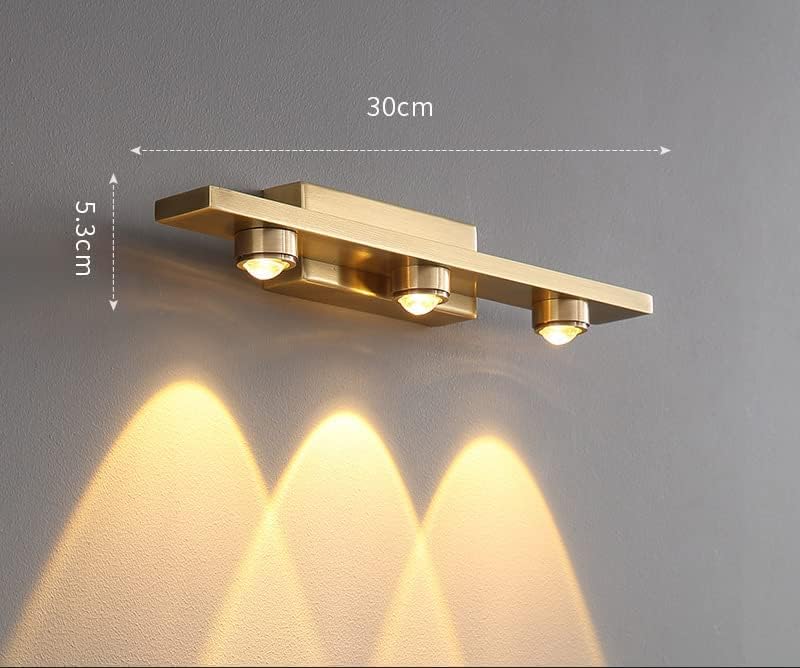 Image of Navam Creation 3 LED Spotlight Wall Light, Gold Finish Modern Wall Mounted Vanity Light, Warm White Accent Lighting for Bathroom Mirror, Bedroom, Hallway, Living Room & Home Decor